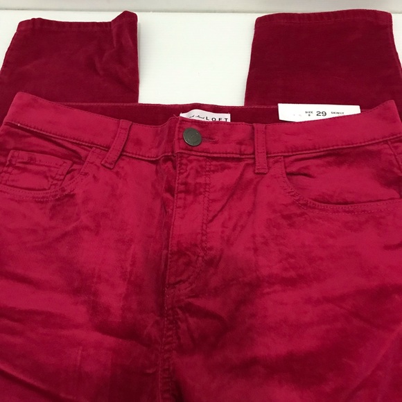 NWT Loft Velvet Women's Red Skinny Jeans Size 8/29 - Picture 2 of 7